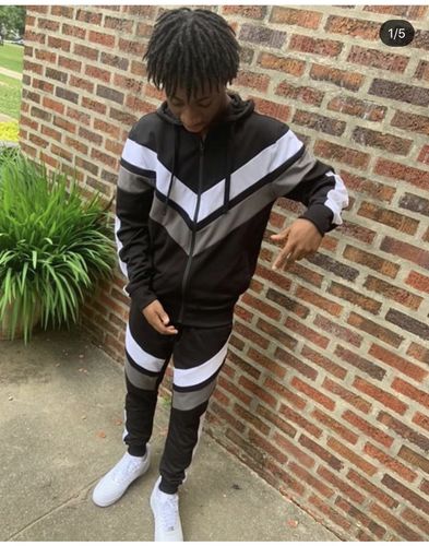 Customer photo review of Side Stripe Pique Track Pants Black - Blue - White (1276)