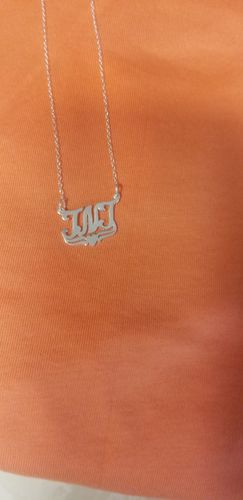 Customer photo review of The Bella Name Necklace with Heart