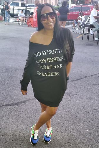 Customer photo review of Slogan Sweatshirt Dress