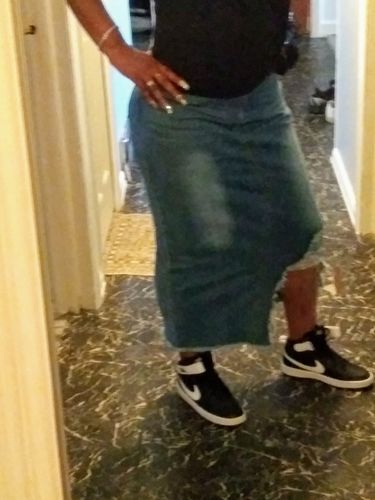 Customer photo review of Destroyed Denim Skirt