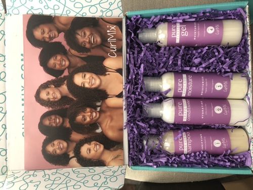 Customer photo review of Sample Curly Hair Wash and Go System with Organic Jojoba Oil for Moisturizing Hair with Lavender Fragrance (Step 1 - 4)