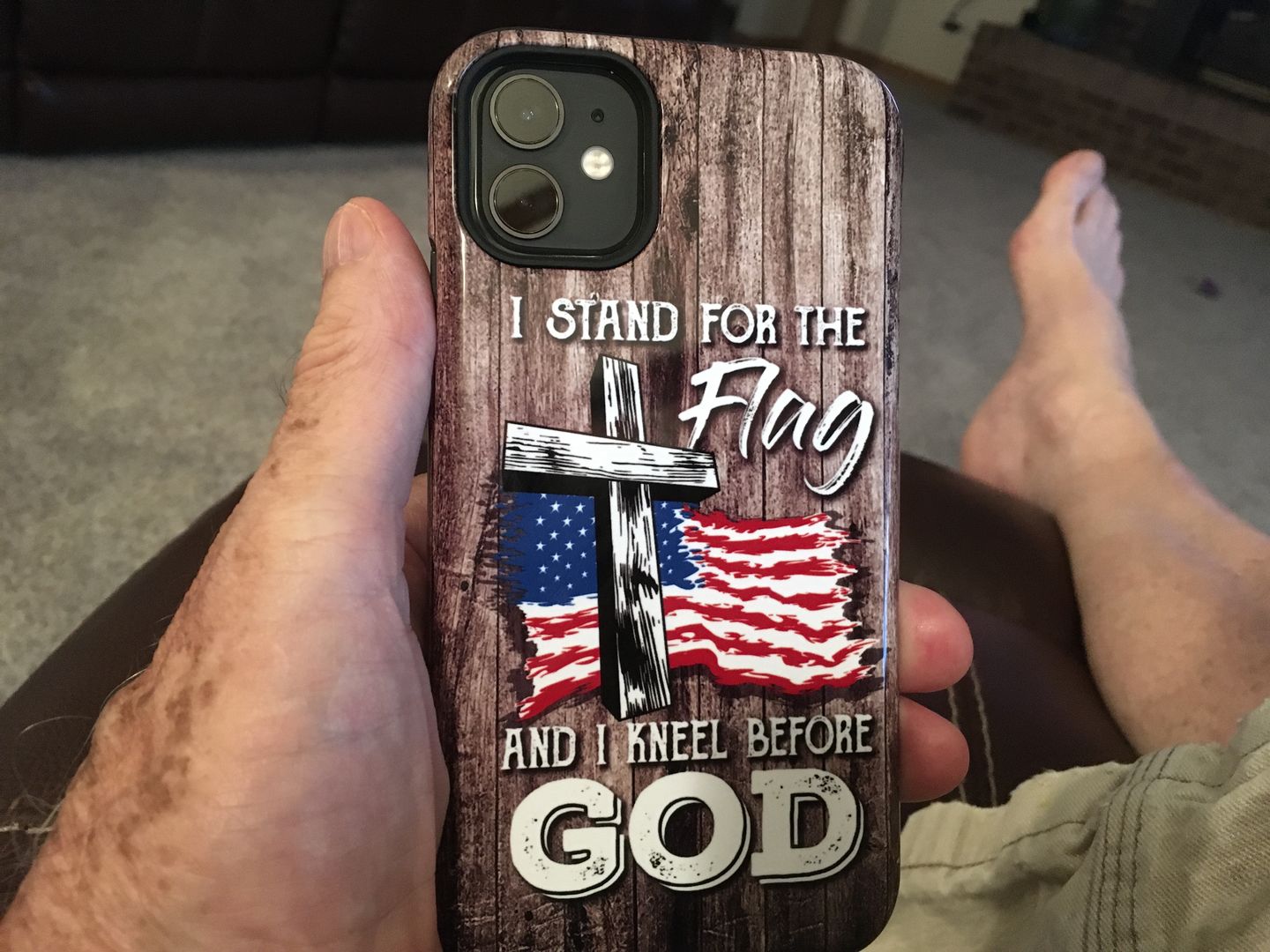 Customer photo review of I stand for the flag and I kneel before God phone case