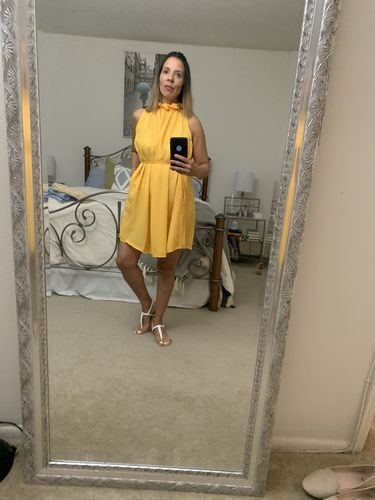 Customer photo review of Halter Sleeveless Dress