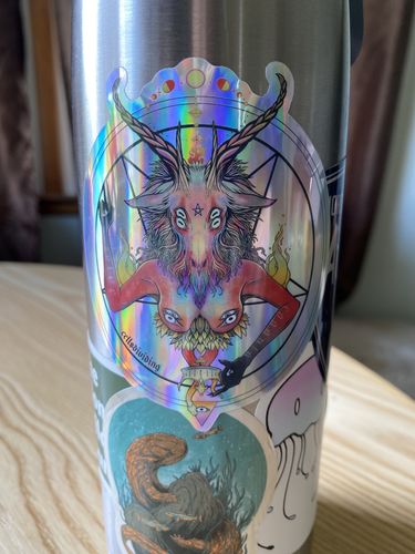 Customer photo review of Baphomet, Holographic Sticker