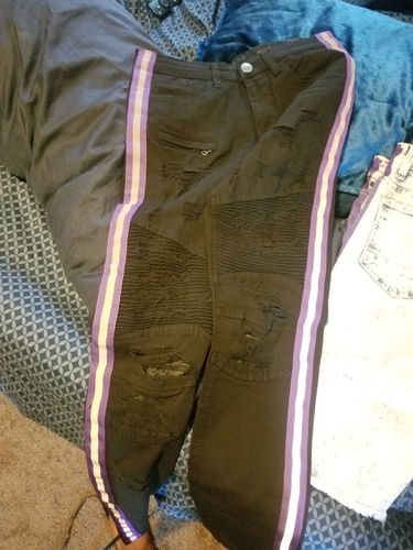 Customer photo review of Reflective Side Tape Skinny Fit Denim Black - Purple (M4874R1T)