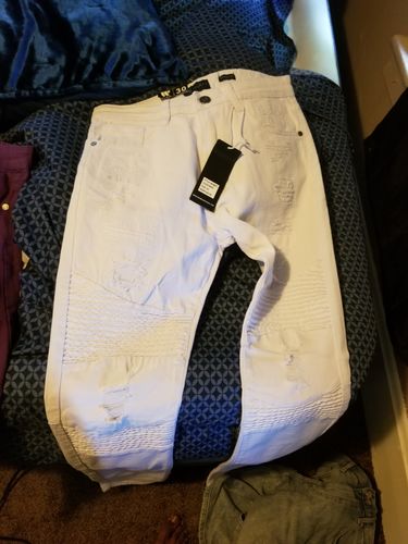 Customer photo review of Ripped & Zipped Moto Skinny Fit Denim White (M4388TC)