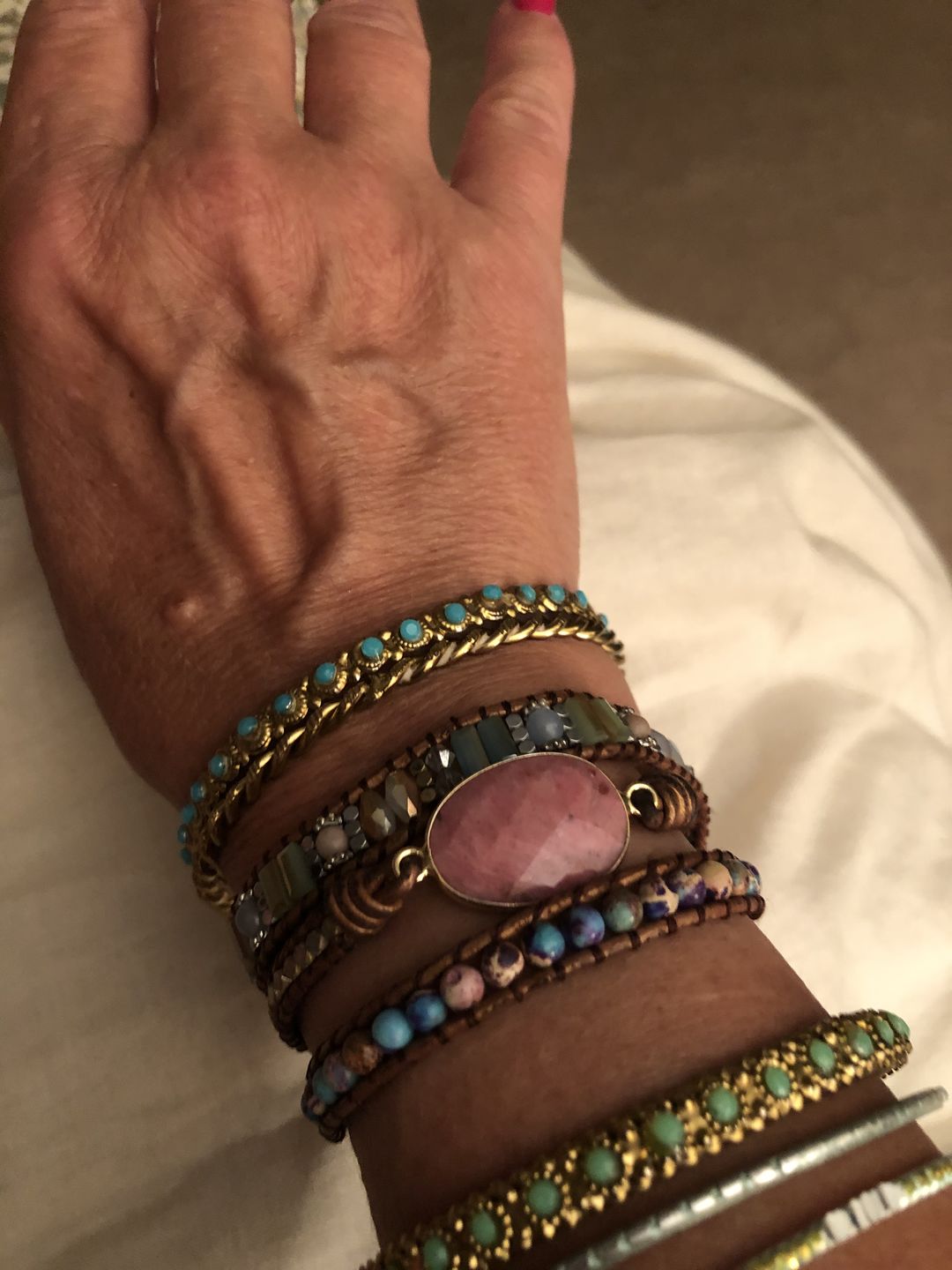 Customer photo review of Healing Rhodochrosite Wrap Bracelet