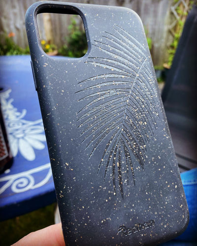 Customer photo review of Eco Friendly iPhone 11 Phone Case - Palm Leaf in Pitch Black