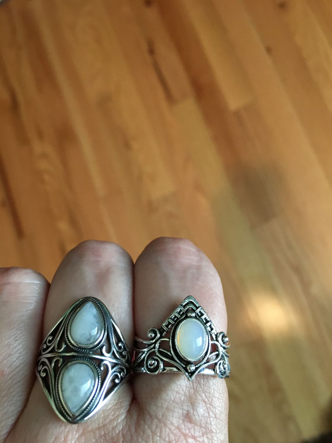 Customer photo review of Natural Rainbow Moonstone Ring