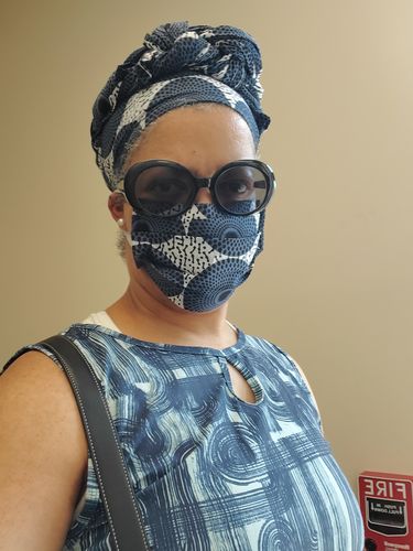 Customer photo review of ADULT FACE MASK WITH MATCHING HEAD WRAP