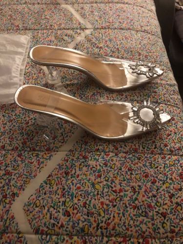 Customer photo review of Studded Pointed Toe Transparent Thin Heels