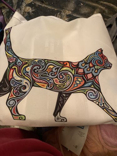 Customer photo review of Floral Cat Cloth Tote Bag