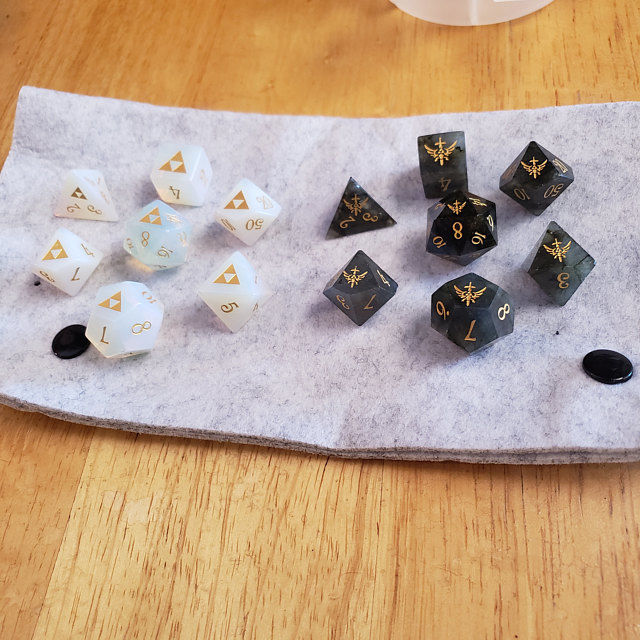 Customer photo review of URWizards Custom font style for dice, Custom initial on Dice, Dnd Natural Gemstone Dice MTG Game