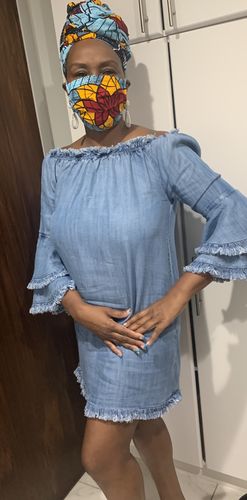 Customer photo review of ADULT FACE MASK AND MATCHING HEAD WRAP