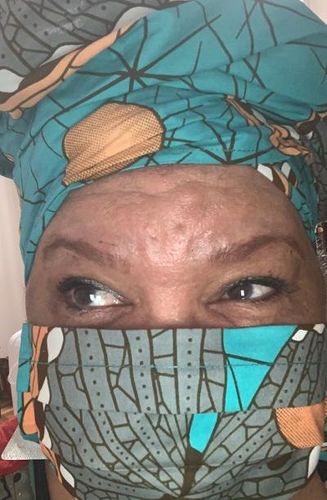 Customer photo review of ADULT FACE MASK AND MATCHING HEAD WRAP
