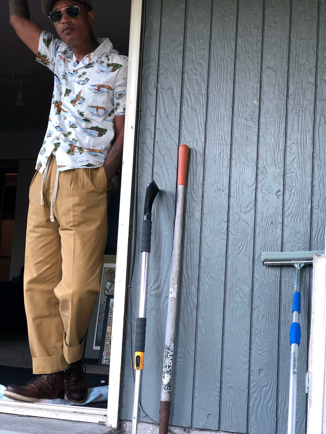 Customer photo review of 1930s IVY Style Double Pleated Chino Trousers - Khaki