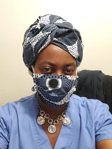 Customer photo review of ADULT FACE MASK WITH MATCHING HEAD WRAP