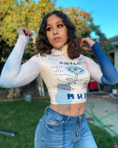 Customer photo review of Fashion Print Stitching Turtleneck Top