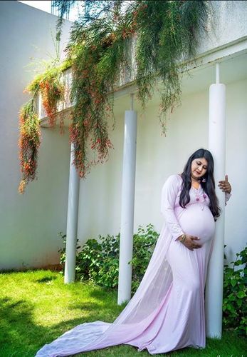 Customer photo review of Exclusive Pretty Pink Trail Maternity Photoshoot Gown