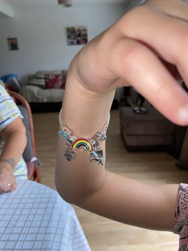 Customer photo review of Children's Granddaughter 'Magical Unicorn' Silver Plated Charm Bead Bracelet