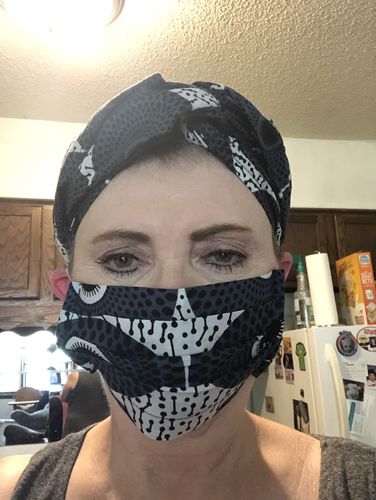 Customer photo review of ADULT FACE MASK WITH MATCHING HEAD WRAP