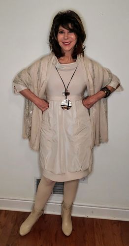 Customer photo review of Joseph Ribkoff Cowl Neck 3/4 Sleeve Tiered Dress 173444 NEW**