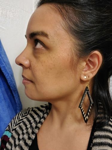 Customer photo review of Tala Wooden Earrings
