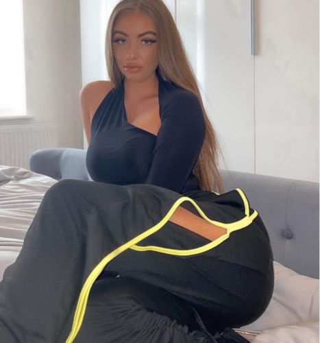 Customer photo review of Sexy Mid Waist Split Trousers