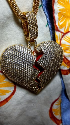 Customer photo review of Gold Large Heart Breaker Pendant