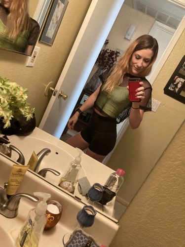 Customer photo review of Cropped Crystal Tank - Neon Green