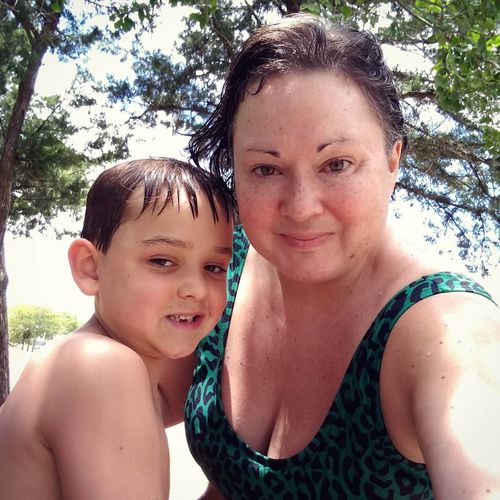 Customer photo review of Traveler Top | Green Leopard Print