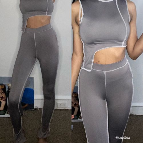 Customer photo review of Ensemble pantalon et haut sans manche avec couture visible