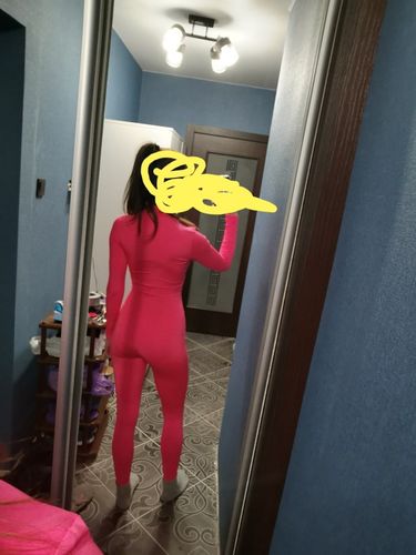 Customer photo review of Combinaison longue rose avec bandes réfléchissantes