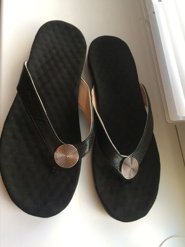 Customer photo review of GF™ Woven Metallic Button Flip Flop Sandals