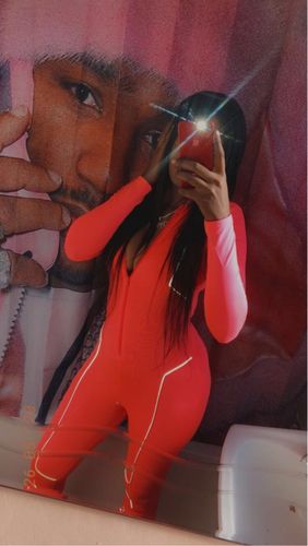 Customer photo review of Combinaison longue rose avec bandes réfléchissantes