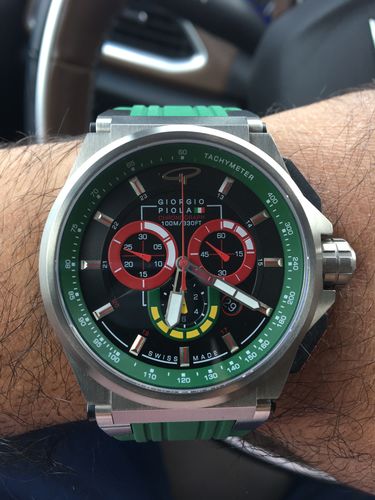 Customer photo review of Strat-3 - Green Titanium Swiss Sport Chrono Watch