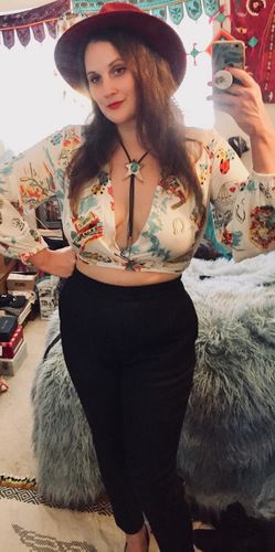 Customer photo review of Cigarette Pants in Denim - Vixen by Micheline Pitt