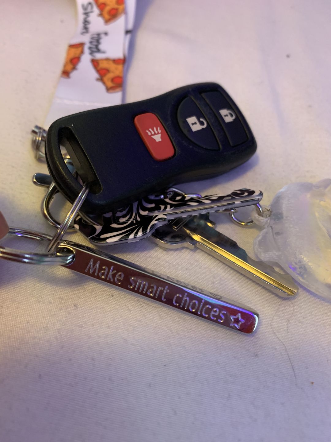 Customer photo review of Personalized 3D Bar Keychain, 4 Sided Metal Key fob