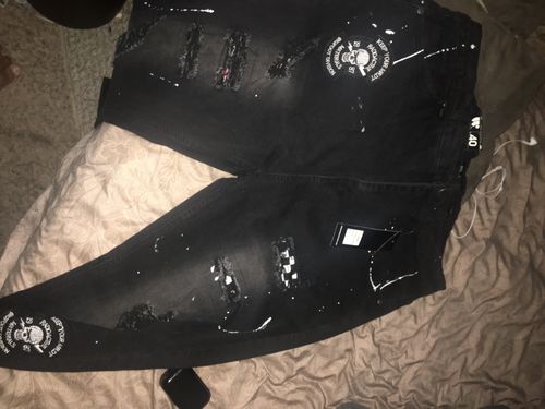 Customer photo review of Skull Patch Skinny Fit Denim Black Wash (M4838D)