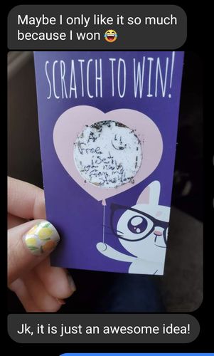 Customer photo review of Kitten Heart Balloon Scratch Off Card