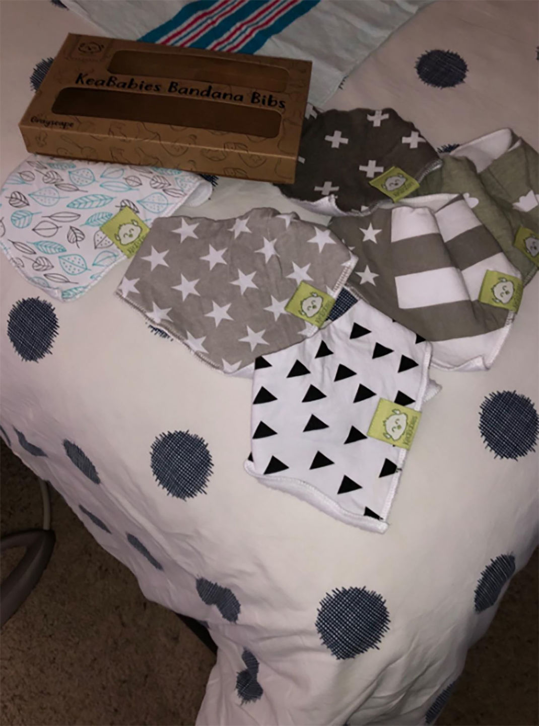 Customer photo review of Organic Baby Bandana Bibs