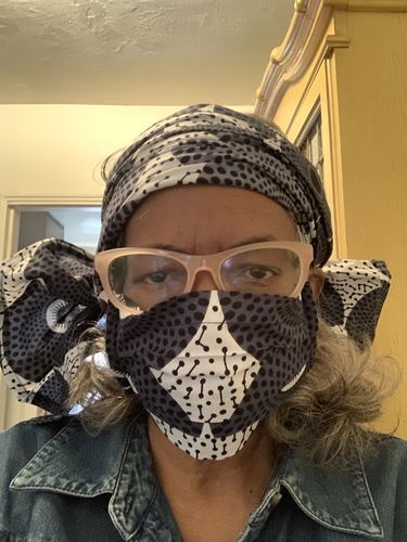 Customer photo review of ADULT FACE MASK WITH MATCHING HEAD WRAP