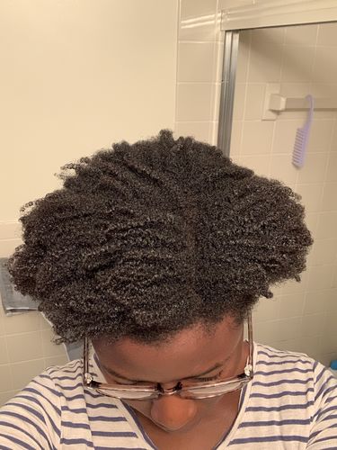 Customer photo review of Curly Hair Wash and Go System with Organic Castor Oil for Strengthening Hair with  Vanilla Berry Fragrance (Step 1 - 4)