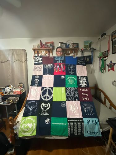 T-shirt quilt from pcs elementary school by CHRISTINE from MO