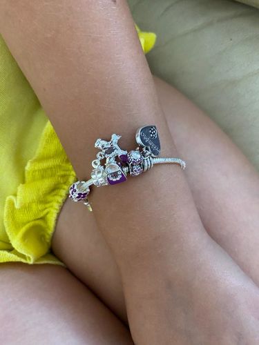 Customer photo review of Children's Goddaughter 'Purple Fairy Dream' Silver Plated Charm Bead Bracelet