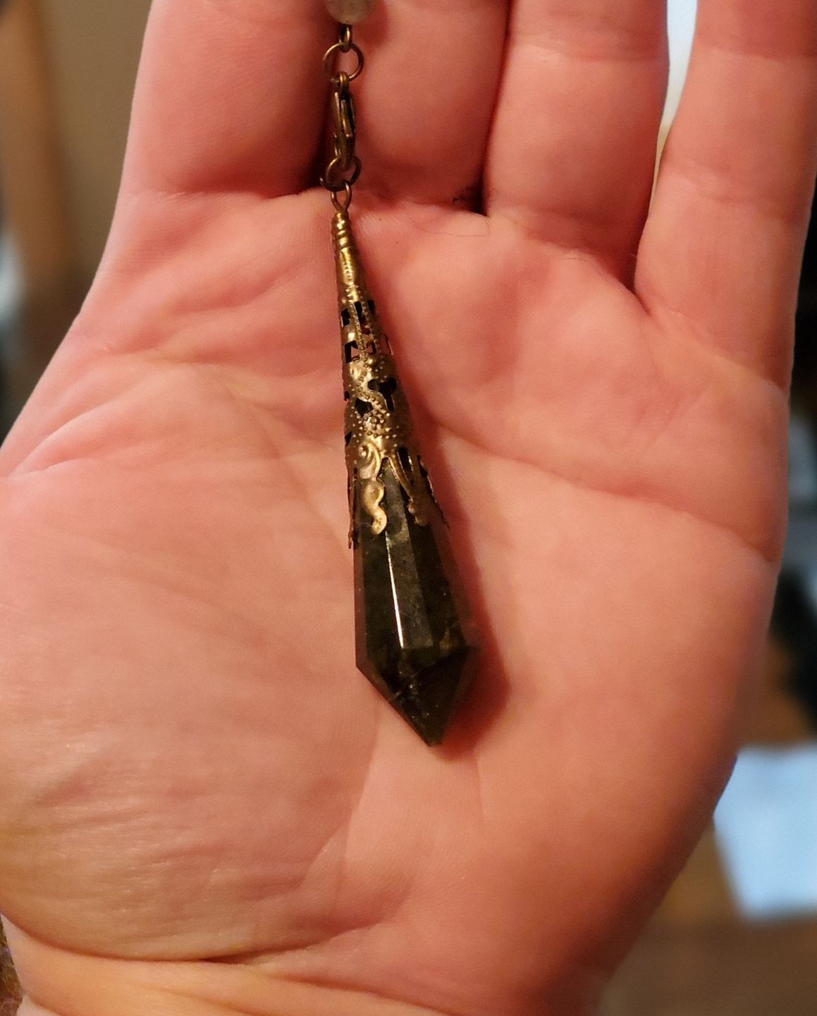 Customer photo review of Mystical Labradorite Crystal Pendulum