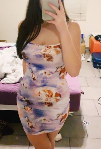 Customer photo review of Angelic Sky Mini Dress
