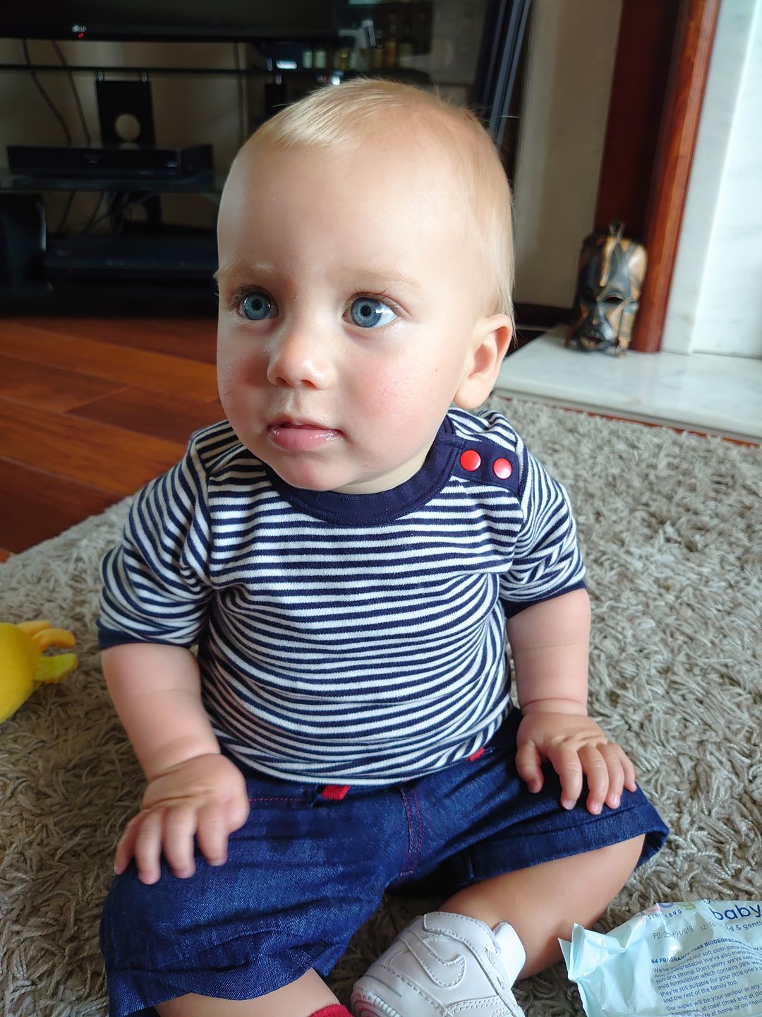 Customer photo review of Navy Stripe Long Sleeve Tee