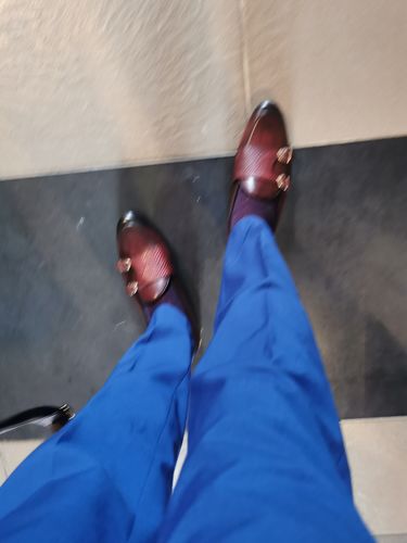Customer photo review of Belgian Loafer - Red Burgundy Snake Skin Double Monk Strap (Hand Painted Patina)
