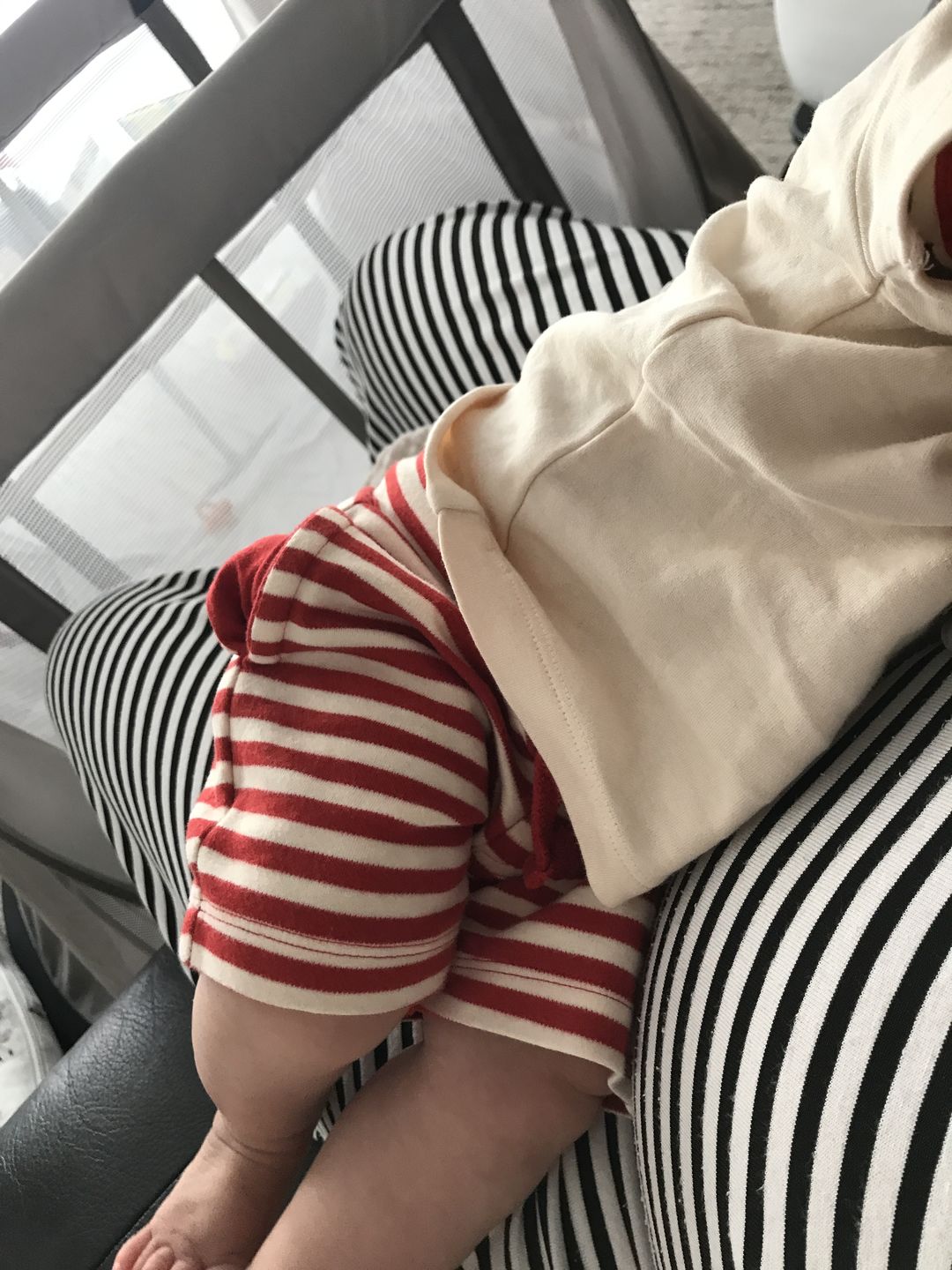Customer photo review of Red Stripe Beach Shorts